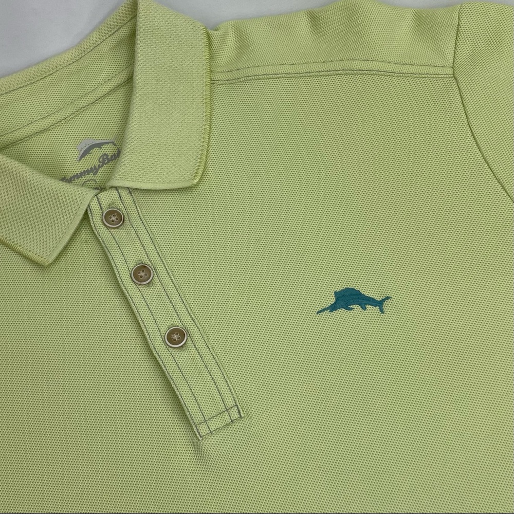 Tommy Bahama Men Size M Greem Pima Cotton Blend Short Sleeve Mesh Polo Shirt